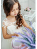 Ivory Lace Tulle Flower Girl Dress With Tiny Bow